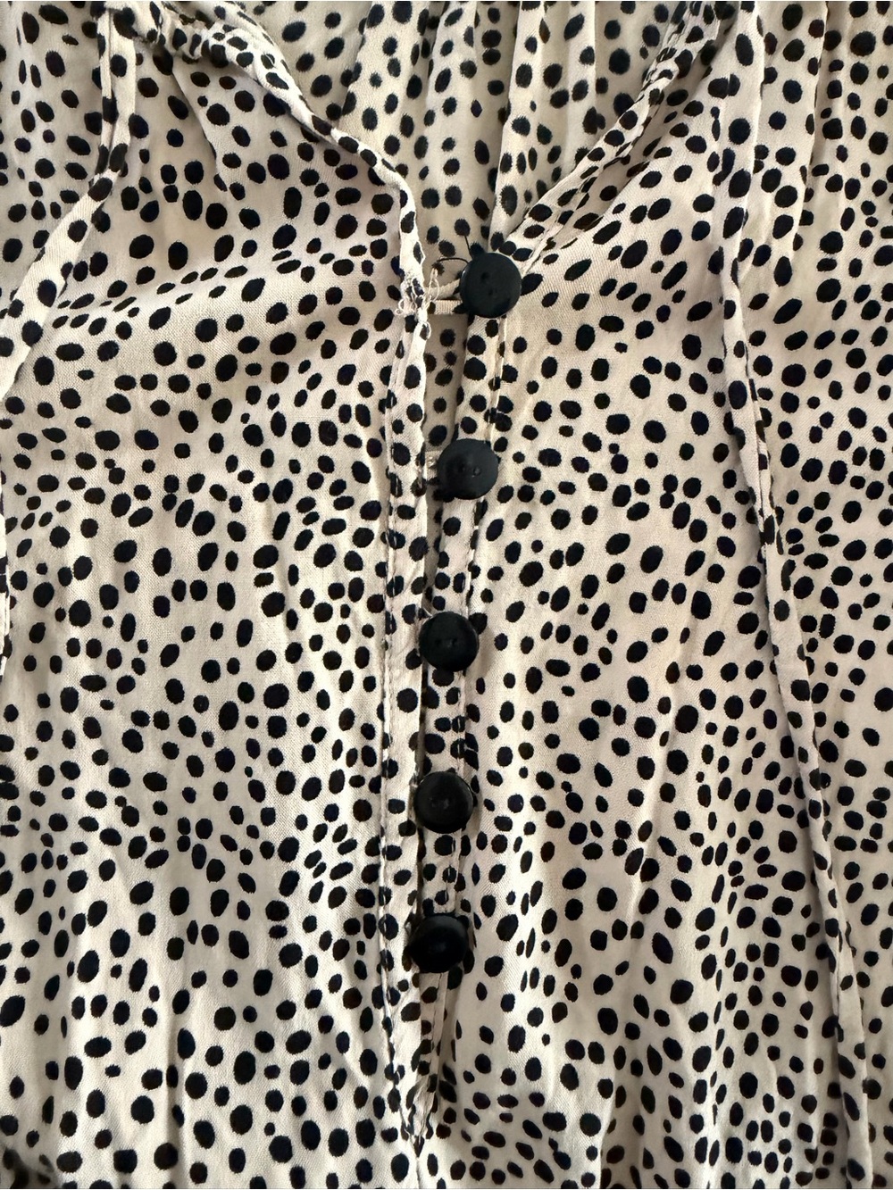 BEACHGOLD Beige & Black Printed Long-Sleeve Romper with Tassel Drawstring - Picture 5 of 5